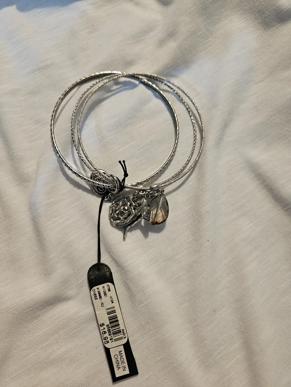Silver Tone Charm Bangle Bracelet Set - Nwt